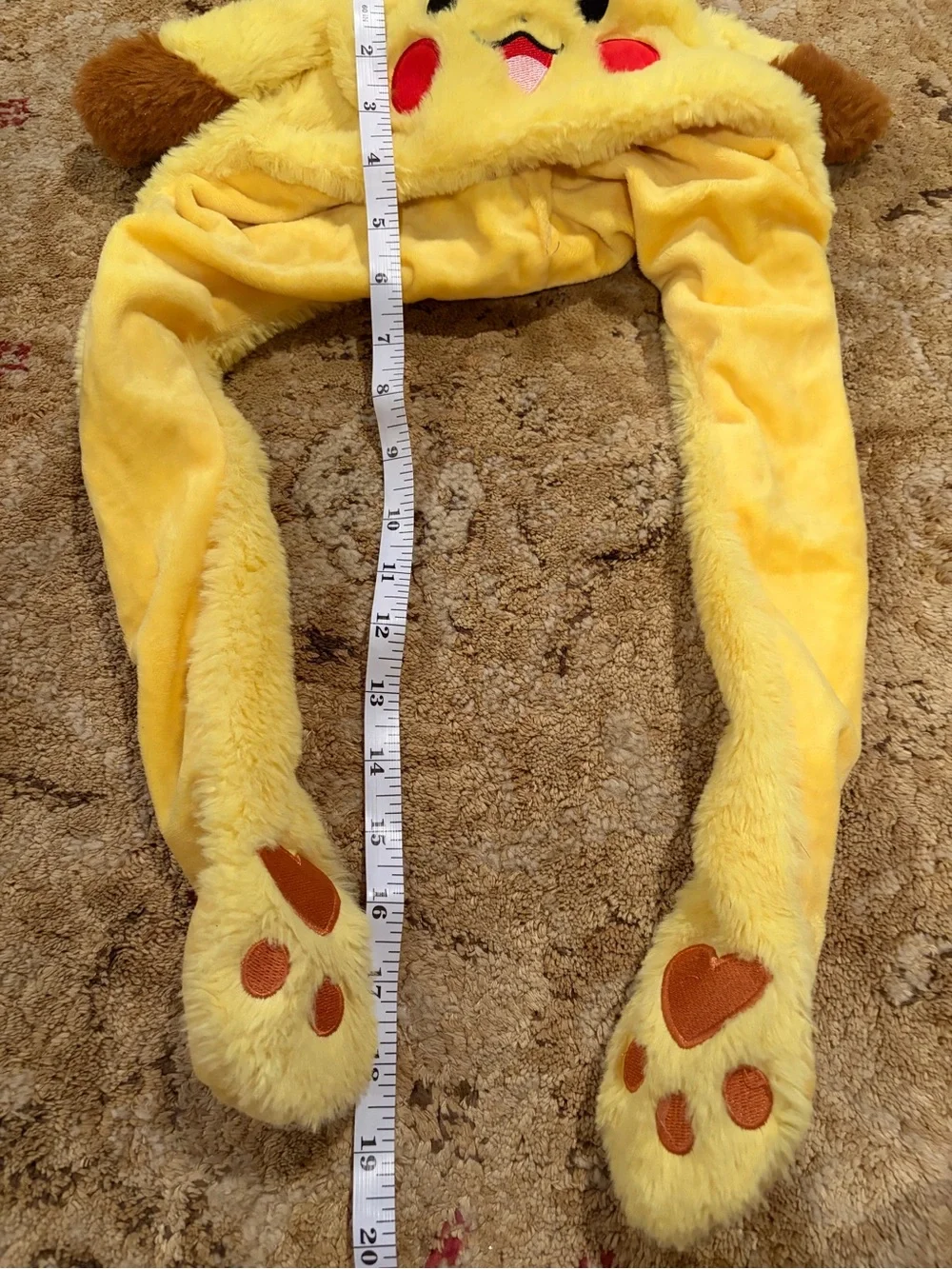 Yellow Plush Pikachu-Style Pet Headband hat with pump to move ears EUC collect